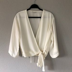 Cream Wrap Top with Bell Sleeves